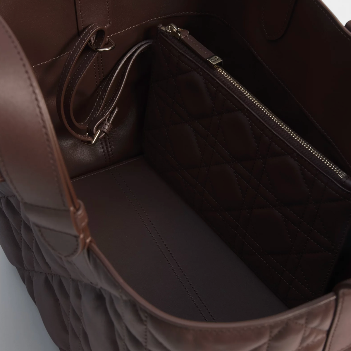 DIOR MEDIUM DIOR TOUJOURS TOTE BAG CALFSKIN CHOCOLATE BROWN
