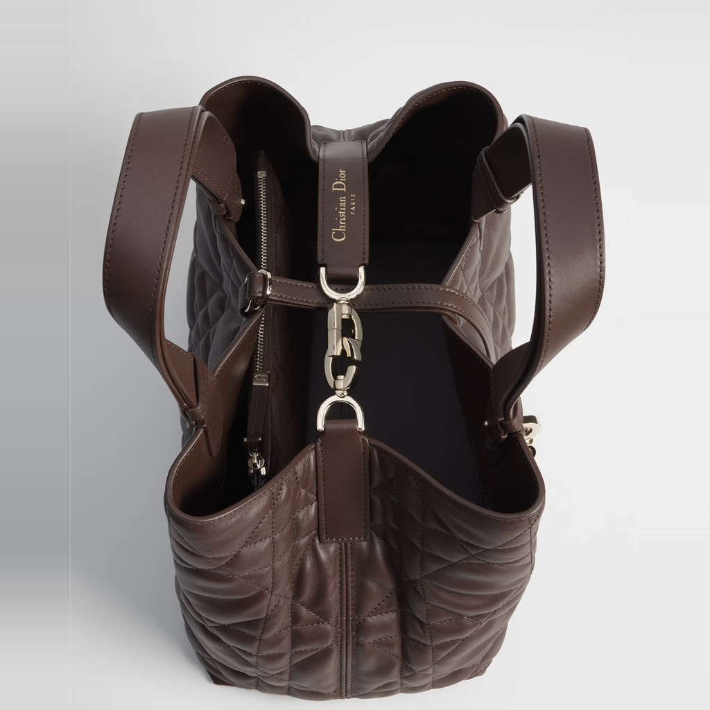 DIOR MEDIUM DIOR TOUJOURS TOTE BAG CALFSKIN CHOCOLATE BROWN